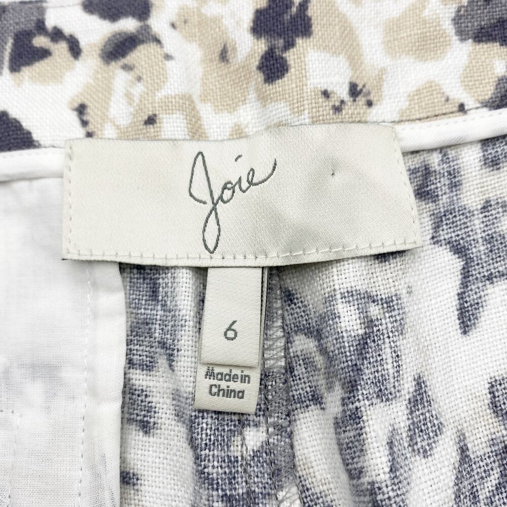 Joie Merci Animal Print Linen Tailored Shorts Neutral Gray Beige Size 6 - Picture 9 of 12